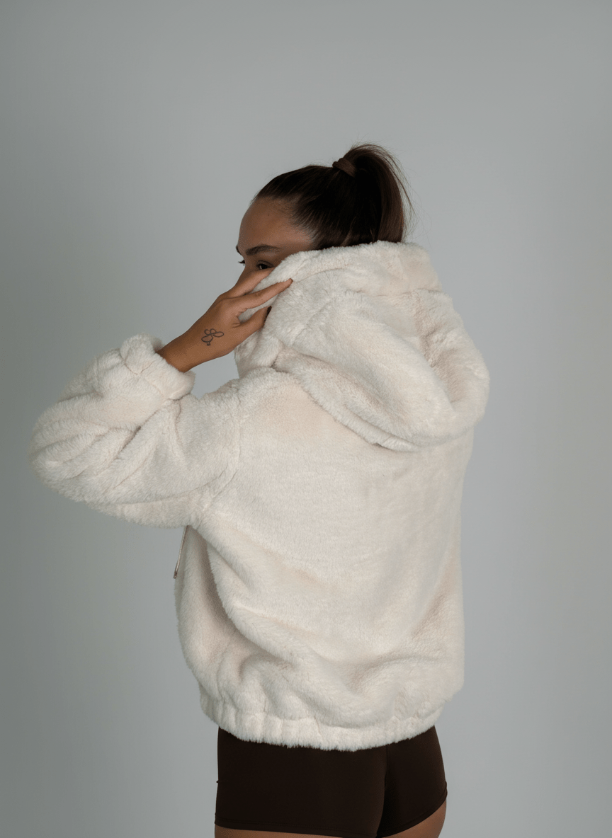 Bomber Eco - Pelliccia Con Cappuccio Bianca - Abbigliamento Jessica