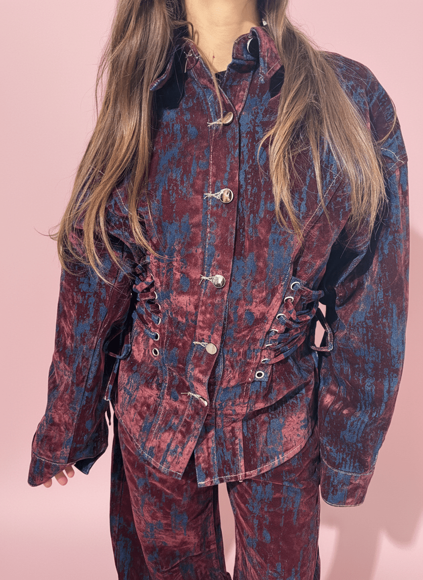 Camicia Corsetto Velvet Effect Bordeux - Abbigliamento Jessica