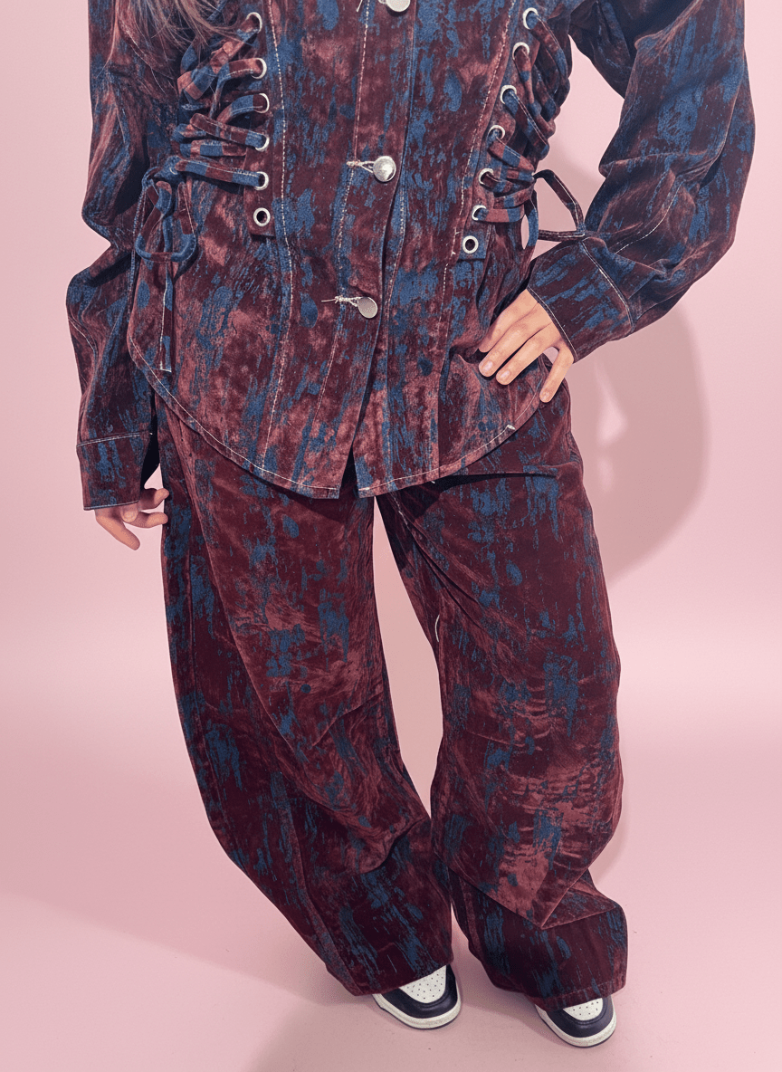 Camicia Corsetto Velvet Effect Bordeux - Abbigliamento Jessica