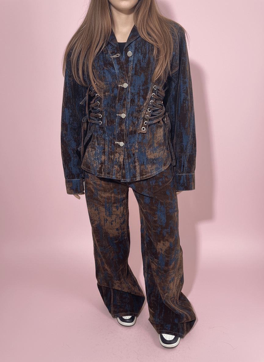 Camicia Corsetto Velvet Effect Marrone - Abbigliamento Jessica