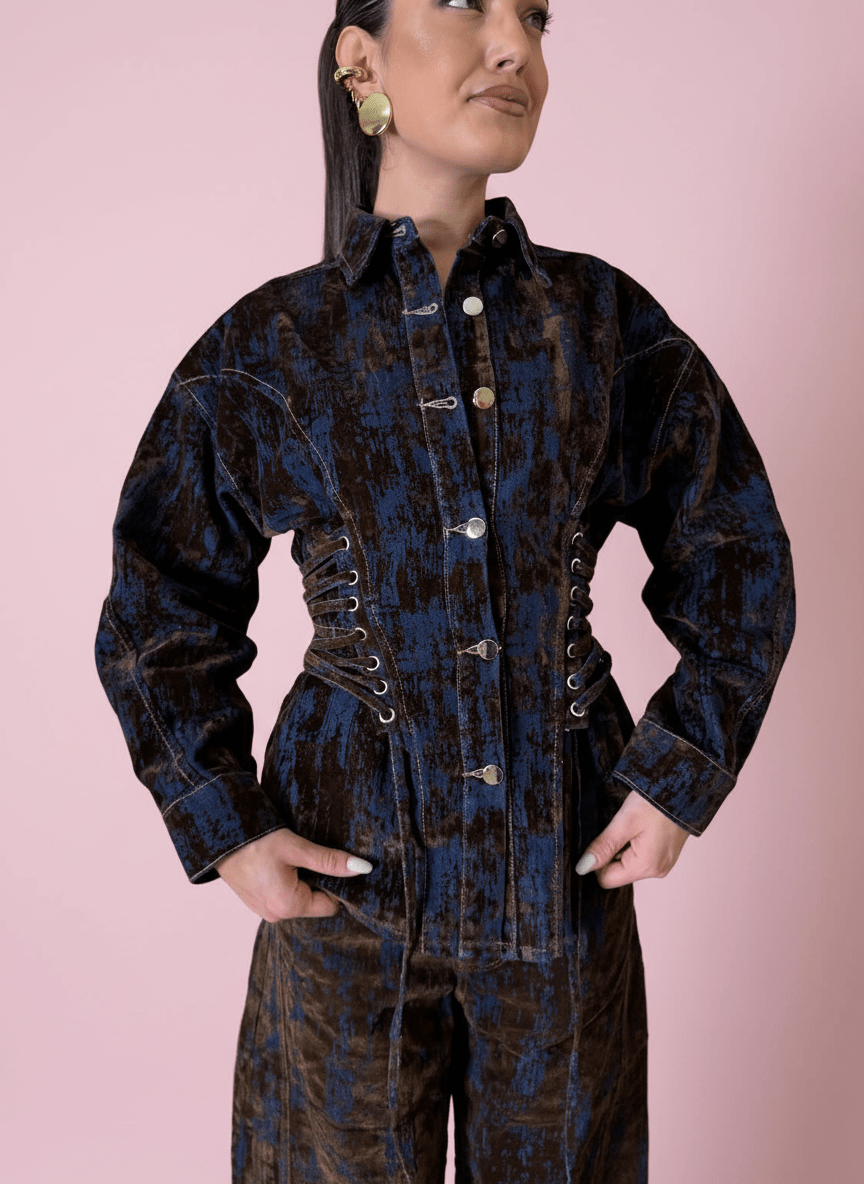 Camicia Corsetto Velvet Effect Marrone - Abbigliamento Jessica