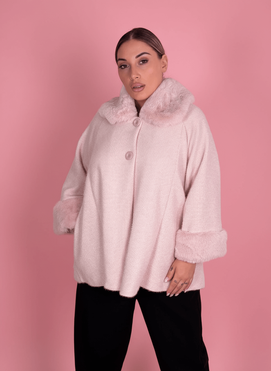Cappotto Dettagli in Eco - Pelliccia Panna - Abbigliamento Jessica