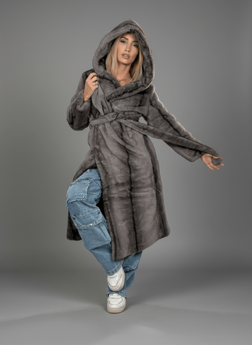 Cappotto Eco - Fur Élégance Grigio - Abbigliamento Jessica