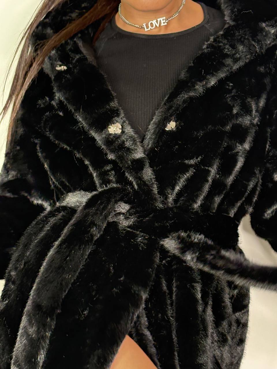 Cappotto Eco - Fur Élégance Nero - Abbigliamento Jessica