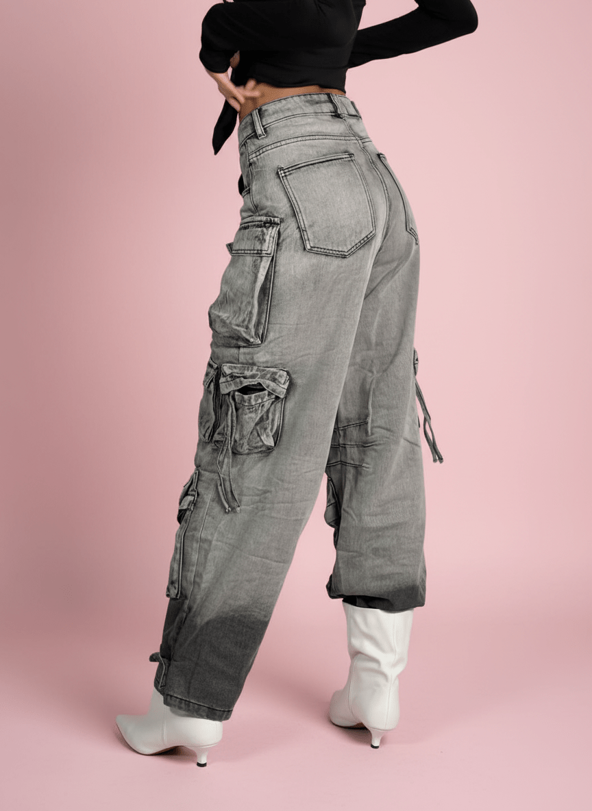 Cargo Jeans Multi - Tasche Grigio - Abbigliamento Jessica