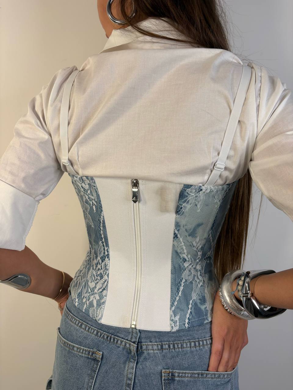 Corpetto Denim Lace Effect - Abbigliamento Jessica