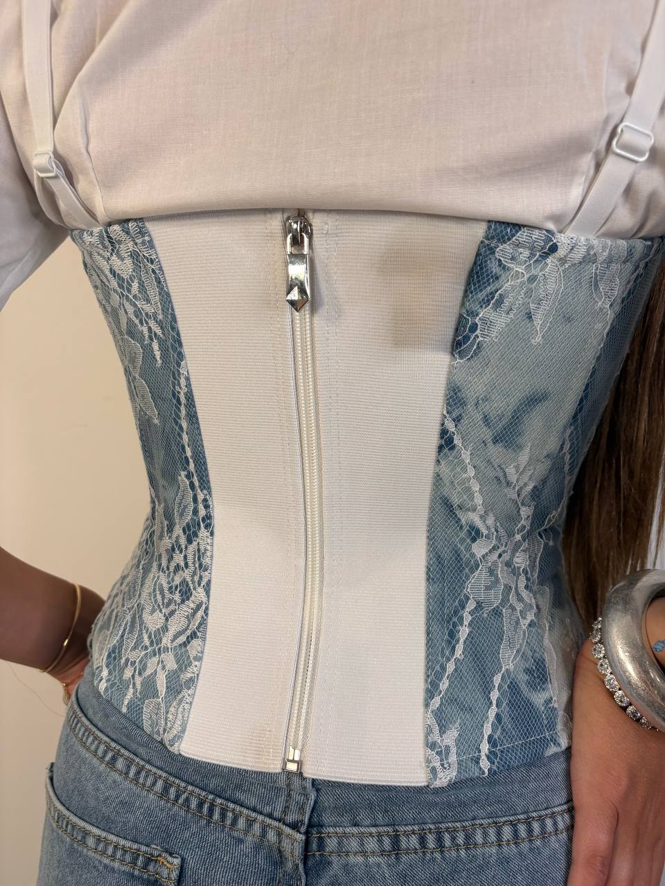 Corpetto Denim Lace Effect - Abbigliamento Jessica