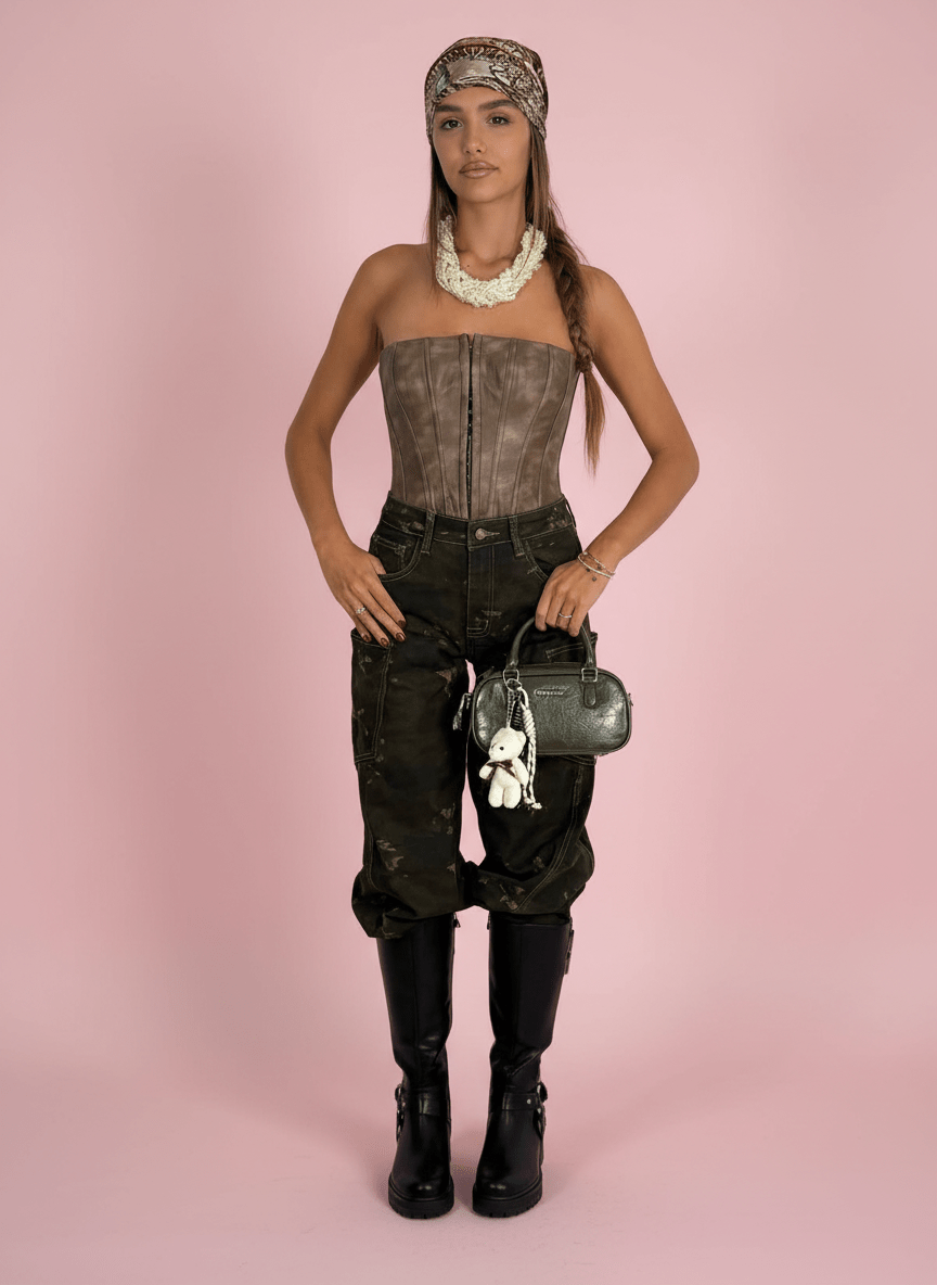 Corsetto Ecopelle Maltinto - Abbigliamento Jessica