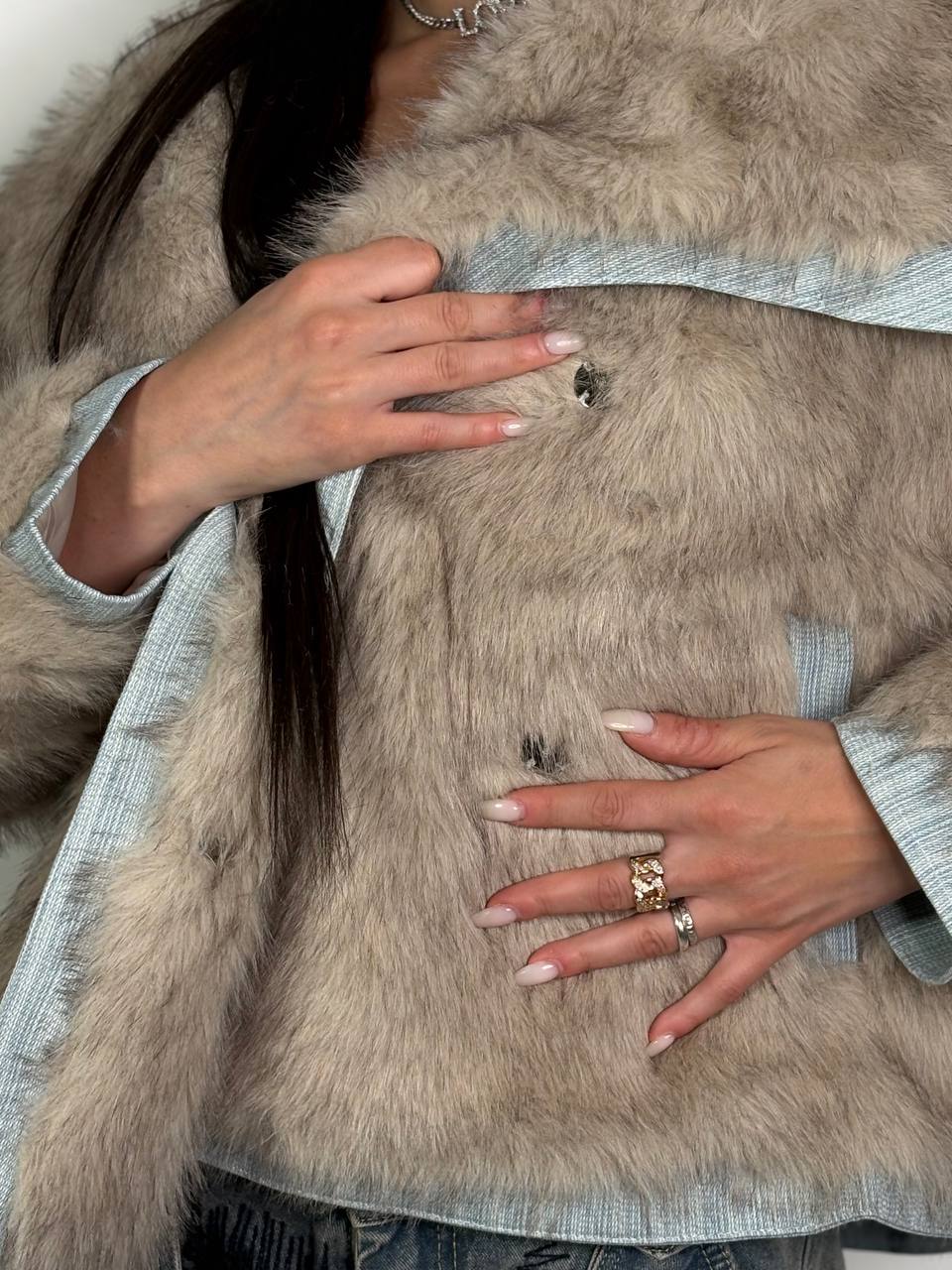 Eco - Fur Denim Luxe Beige - Abbigliamento Jessica