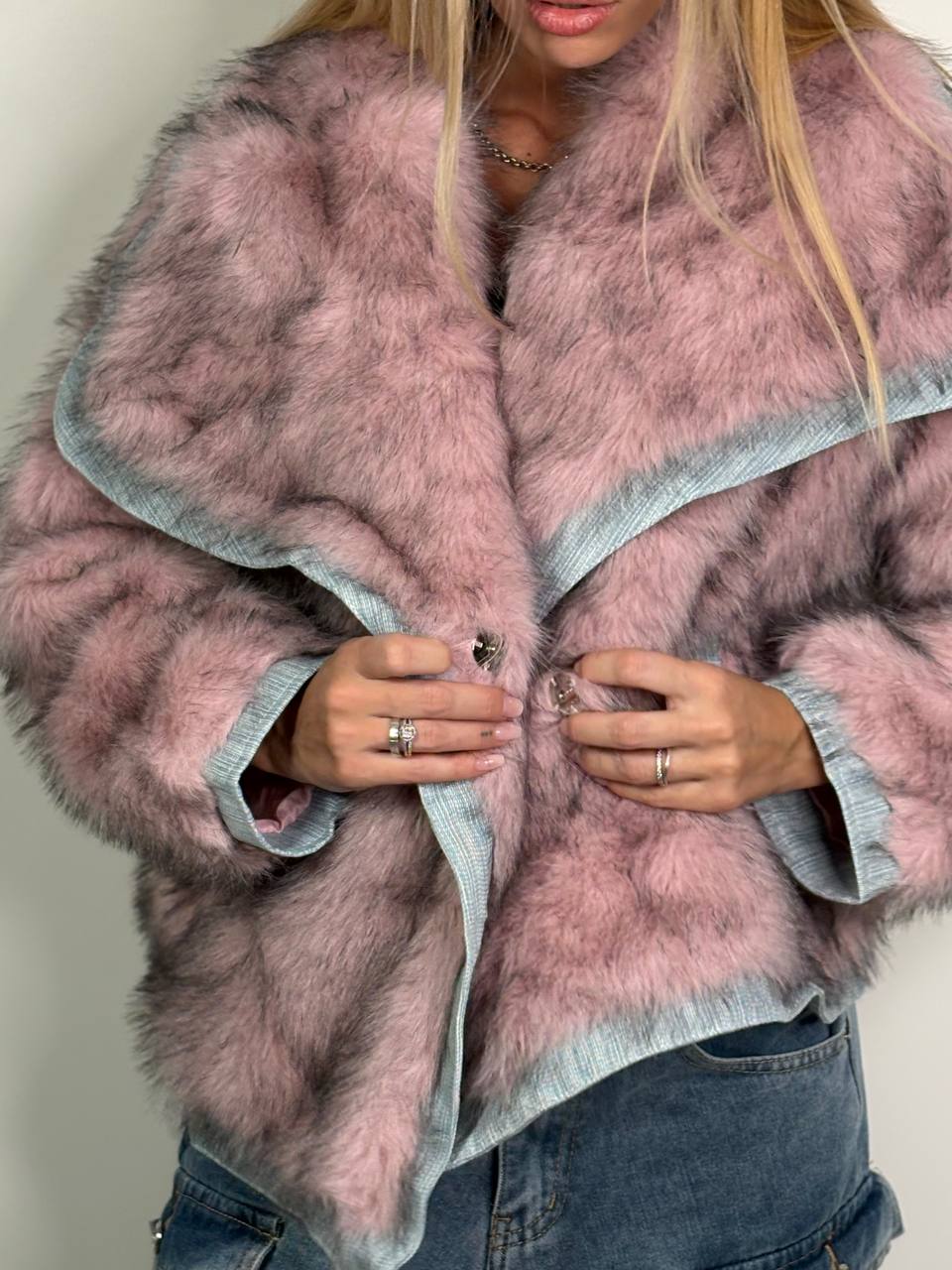Eco - Fur Denim Luxe Rosa - Abbigliamento Jessica