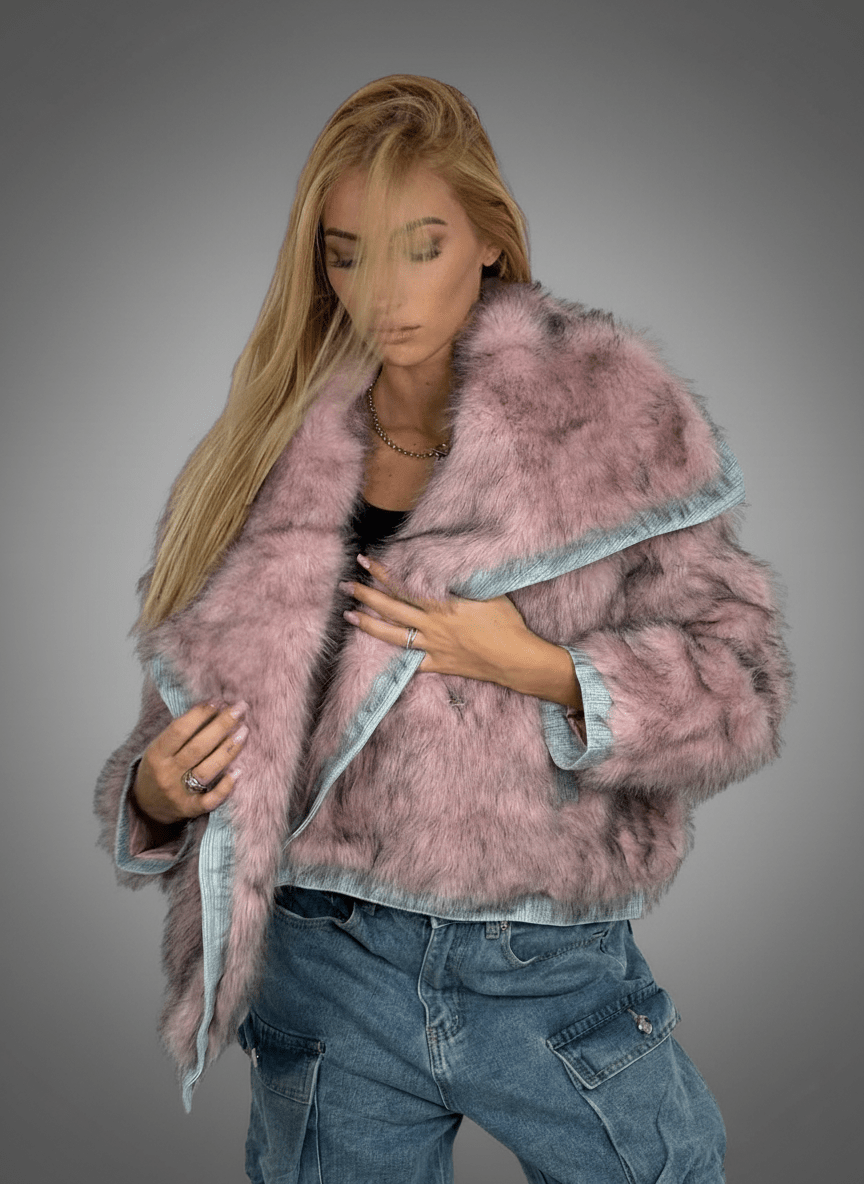 Eco - Fur Denim Luxe Rosa - Abbigliamento Jessica