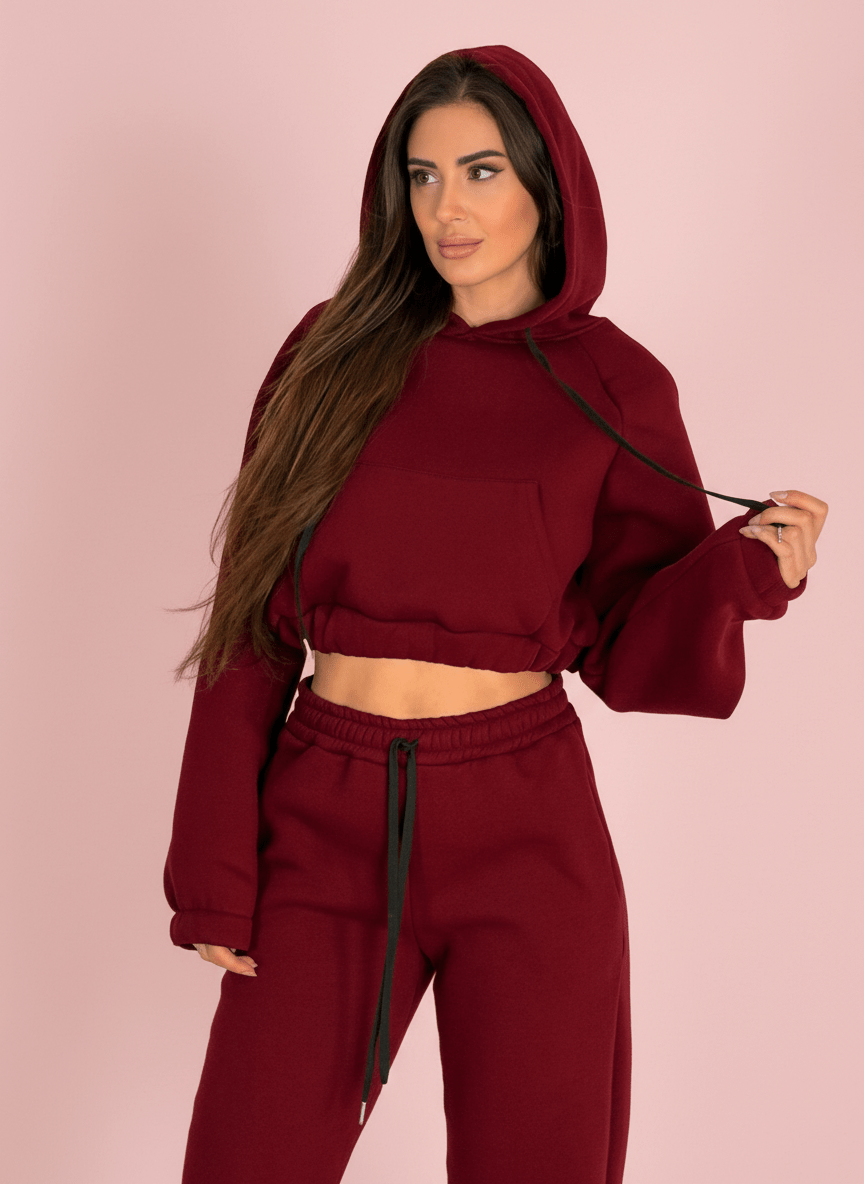 Felpa Street Crop Bordeux - Abbigliamento Jessica