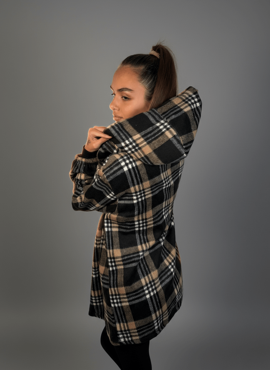 Giacca Chalet A Quadri Con Cappuccio - Abbigliamento Jessica