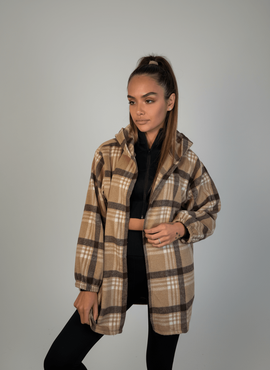 Giacca Chalet A Quadri Con Cappuccio - Abbigliamento Jessica