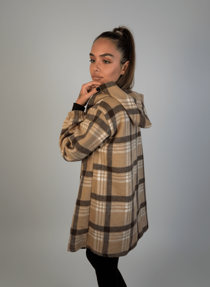 Giacca Chalet A Quadri Con Cappuccio - Abbigliamento Jessica