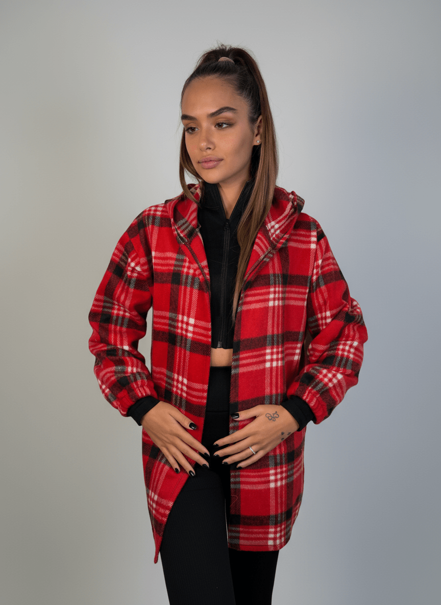 Giacca Chalet A Quadri Con Cappuccio - Abbigliamento Jessica