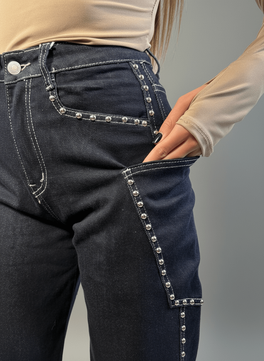 Jeans Balloon Con Borchie - Abbigliamento Jessica