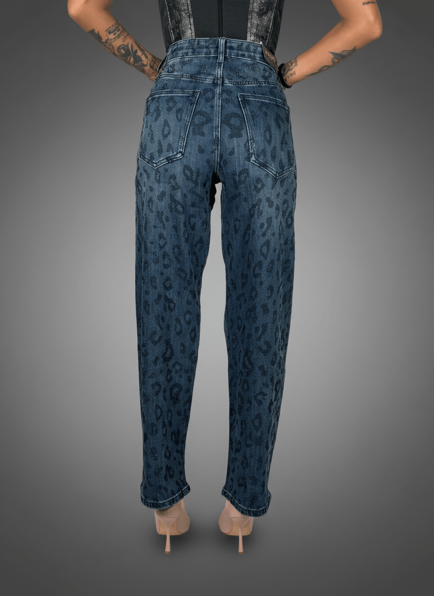Jeans Effetto Leopardato Glitter Chiaro - Abbigliamento Jessica