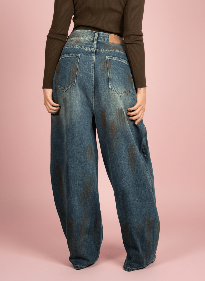 Jeans Wide Leg Effetto Vintage - Abbigliamento Jessica