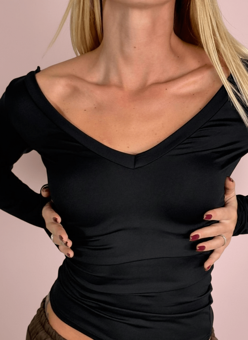 Maglia Back Drama Lycra Nero - Abbigliamento Jessica