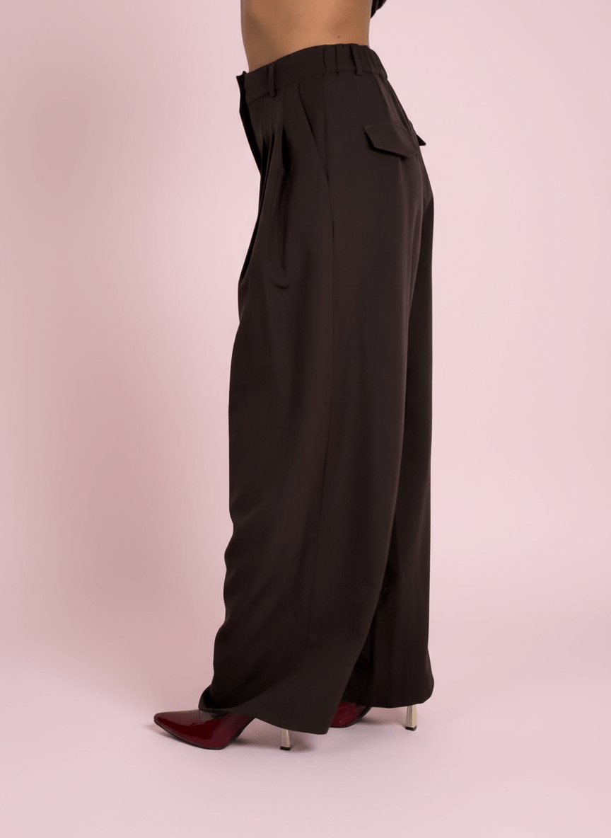 Pantalone Palazzo Fatal Marrone - Abbigliamento Jessica
