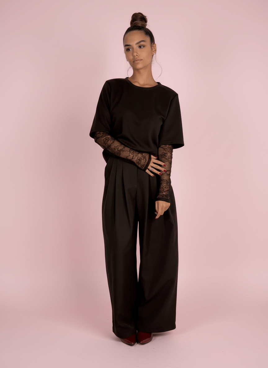 Pantalone Palazzo Fatal Marrone - Abbigliamento Jessica
