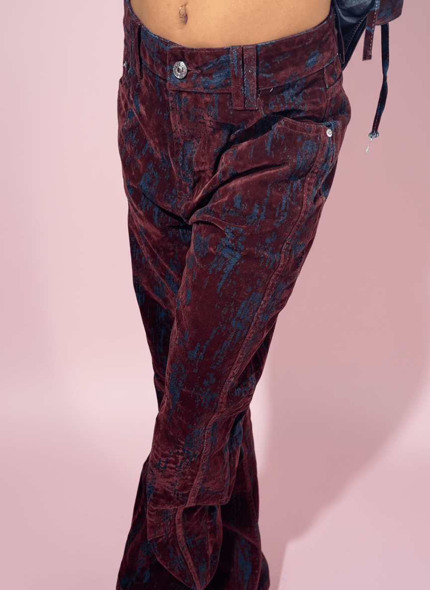 Pantalone Velvet Effect Wide Bordeux - Abbigliamento Jessica