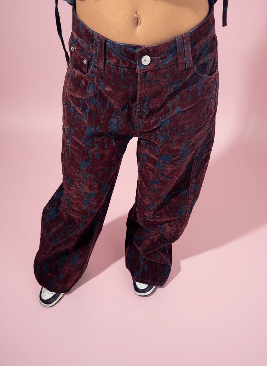 Pantalone Velvet Effect Wide Bordeux - Abbigliamento Jessica
