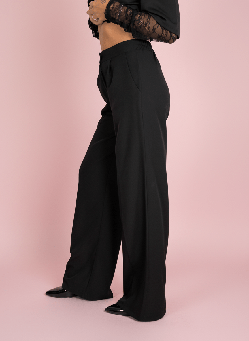 Pantalone Wide Leg Nero - Abbigliamento Jessica