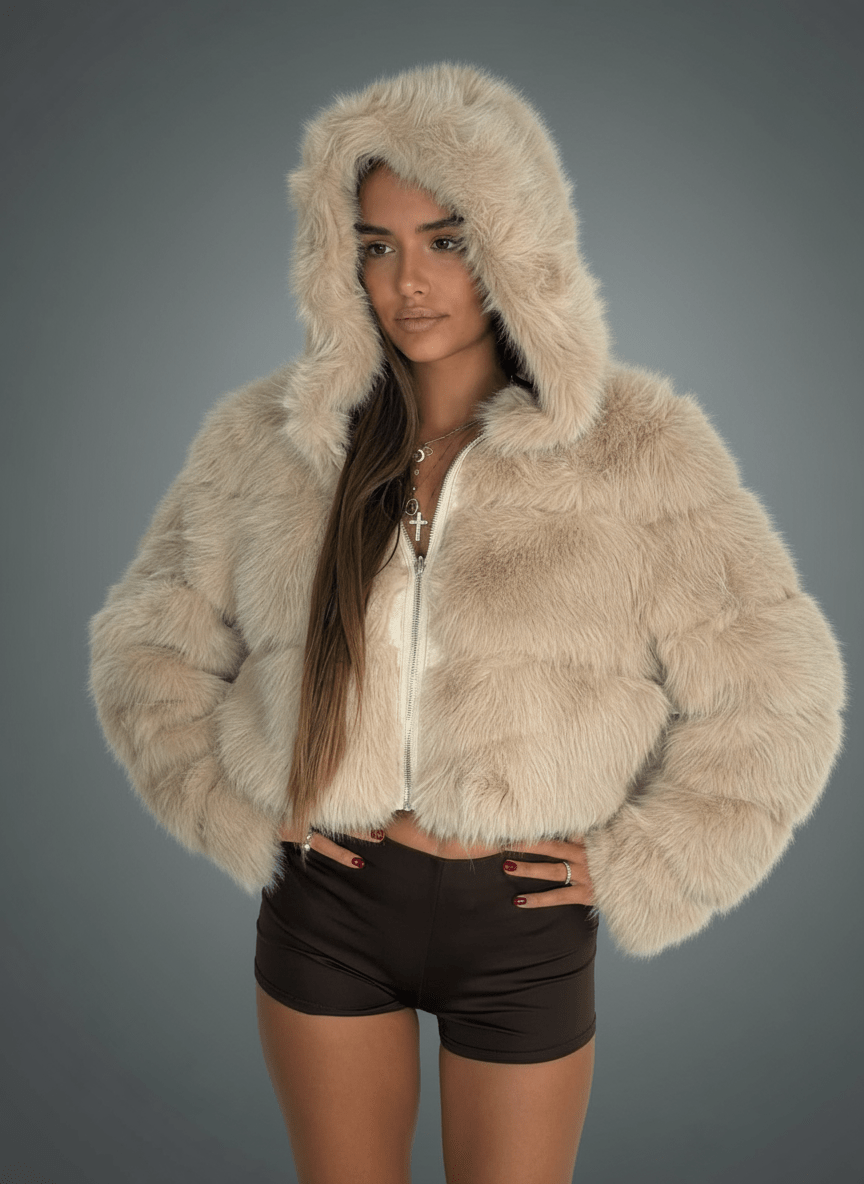 Pelliccia Soft Glam Beige - Abbigliamento Jessica