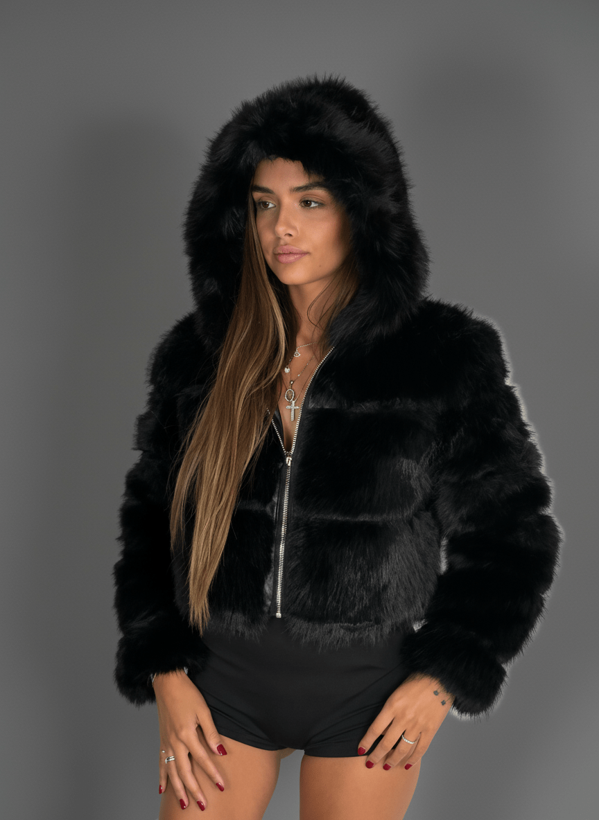 Pelliccia Soft Glam Nera - Abbigliamento Jessica