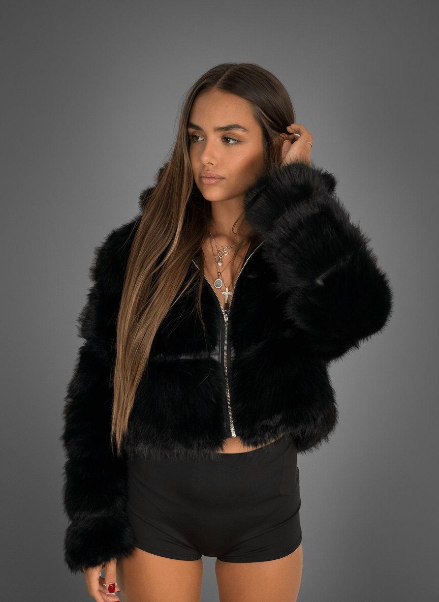Pelliccia Soft Glam Nera - Abbigliamento Jessica