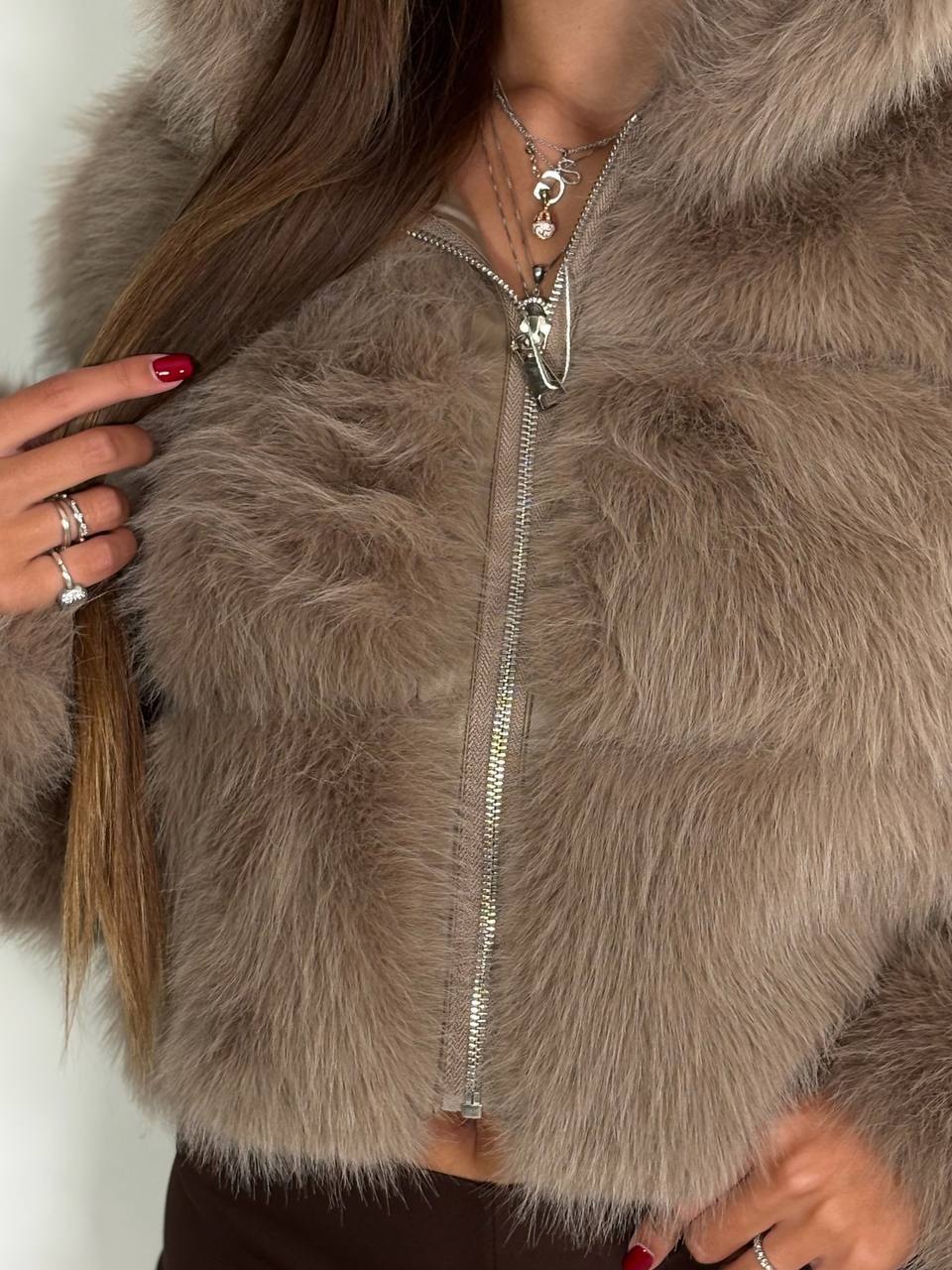 Pelliccia Soft Glam Tortora - Abbigliamento Jessica
