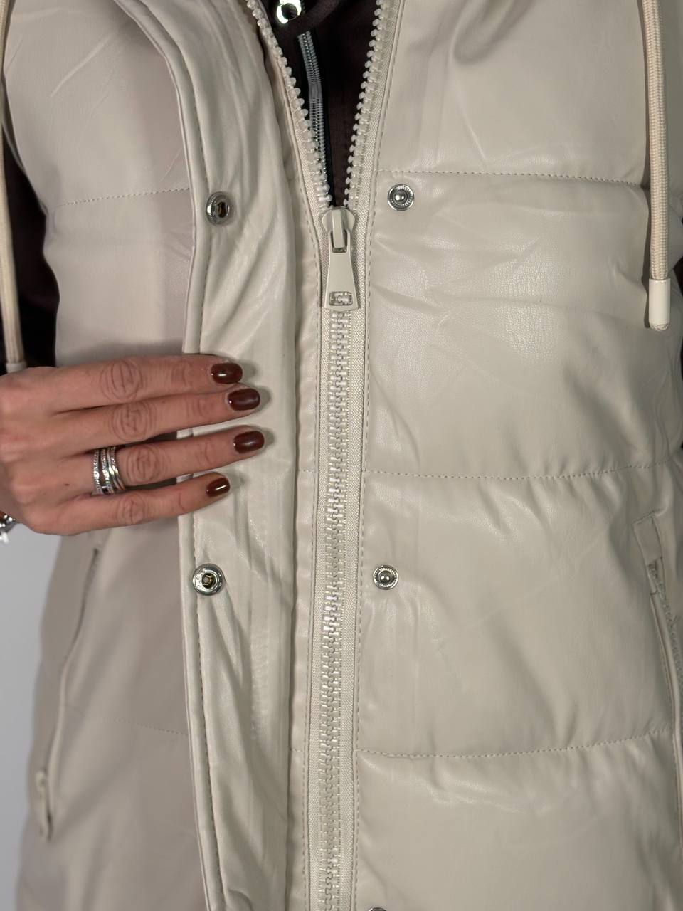 Smanicato Long Ecopelle Crema - Abbigliamento Jessica