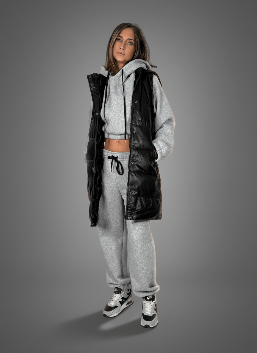 Smanicato Long Ecopelle Nero - Abbigliamento Jessica