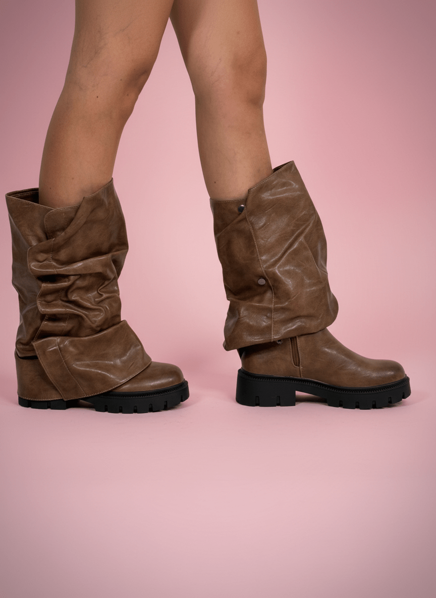 Stivale Slouchy Ecopelle Marrone - Abbigliamento Jessica