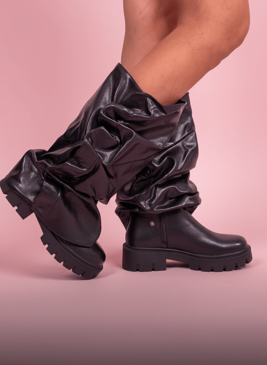 Stivale Slouchy Ecopelle Nero - Abbigliamento Jessica