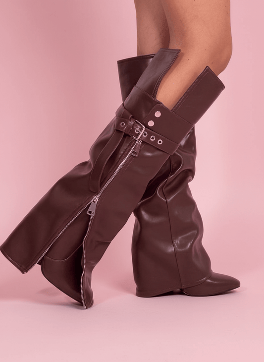 Stivale Zip Up Marrone - Abbigliamento Jessica