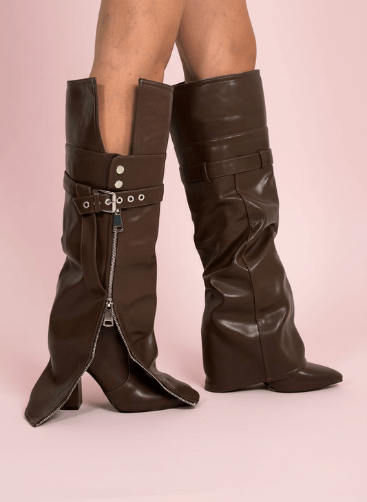 Stivale Zip Up Marrone - Abbigliamento Jessica