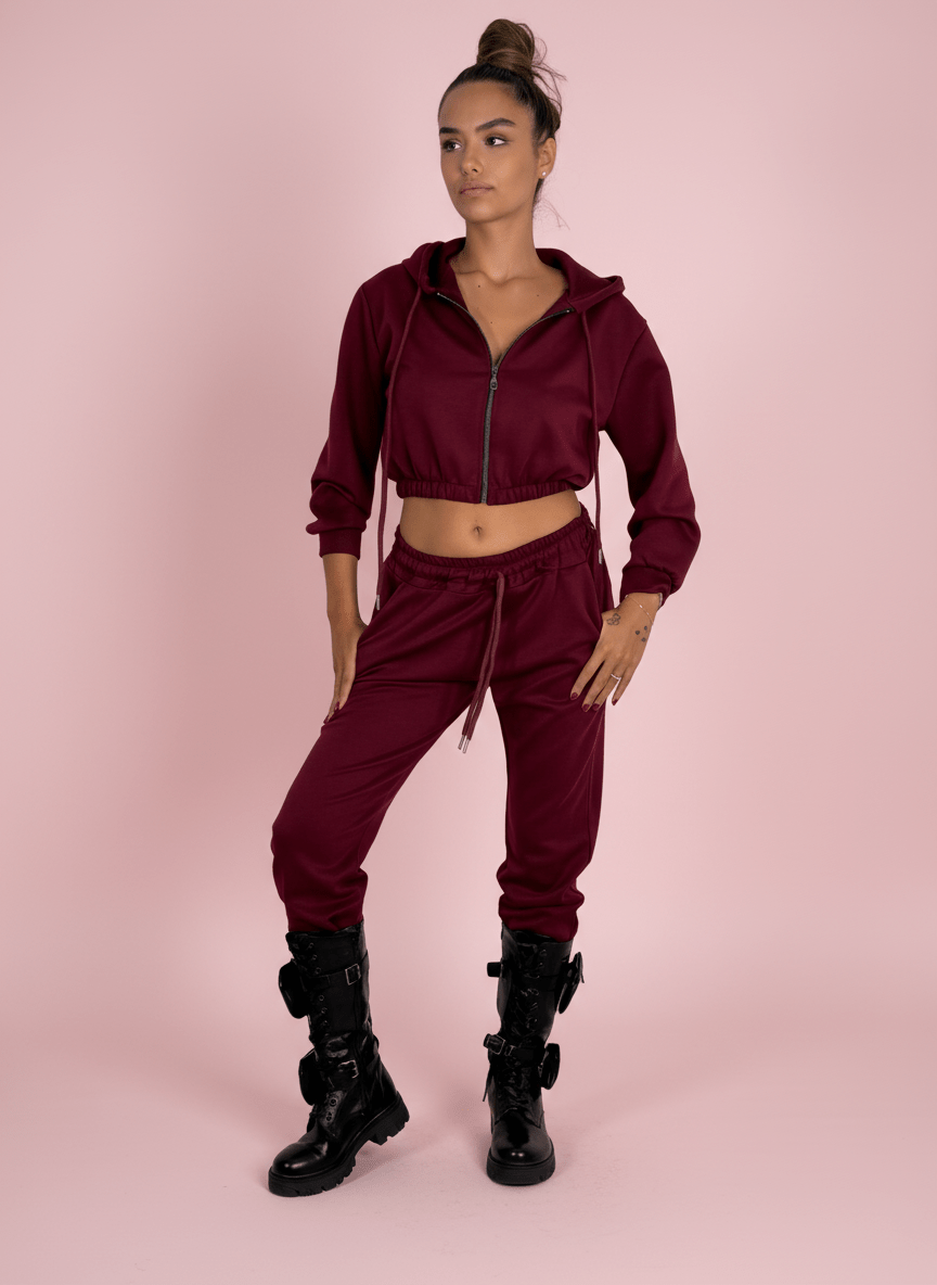 Urban Fit Felpa Con Zip Bordeux - Abbigliamento Jessica
