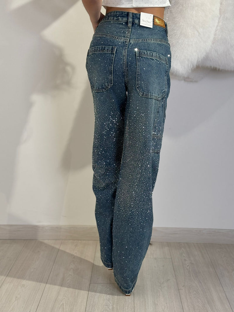 Jeans Brillantinati a Vita Alta - Glamour Quotidiano