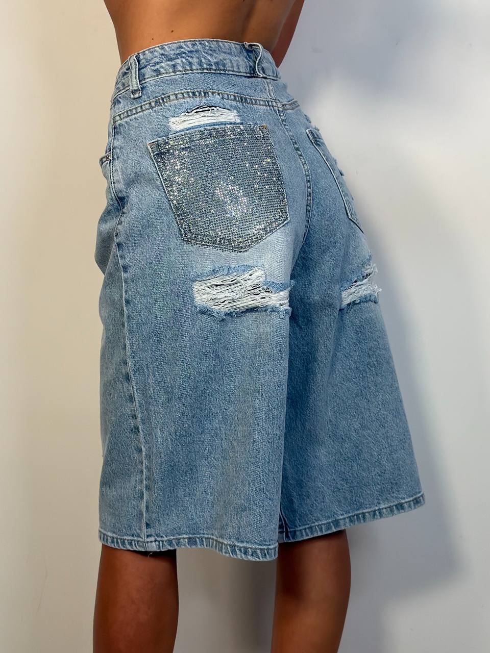 Bermuda Tasca Strass - Abbigliamento Jessica
