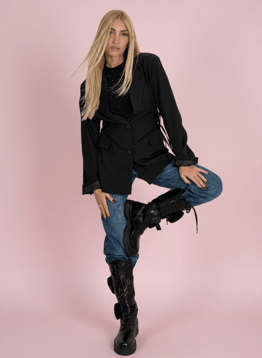 Blazer Lace - Up Nero - Abbigliamento Jessica