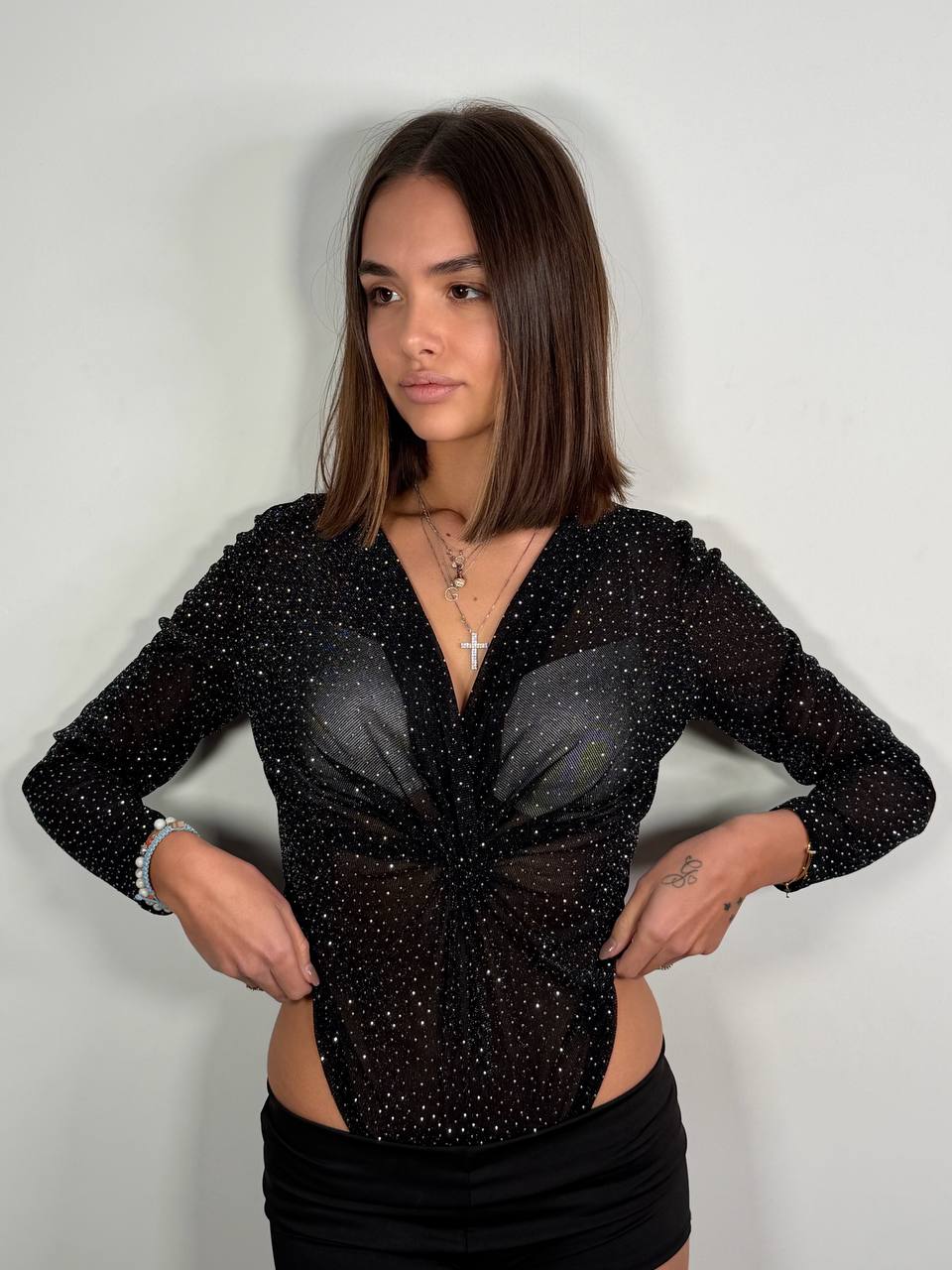 Body Velato Strass - Abbigliamento Jessica