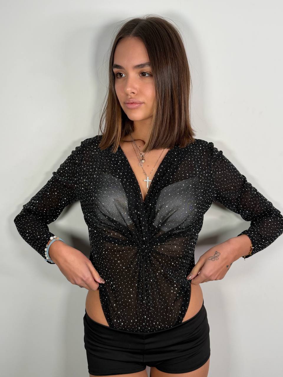 Body Velato Strass - Abbigliamento Jessica
