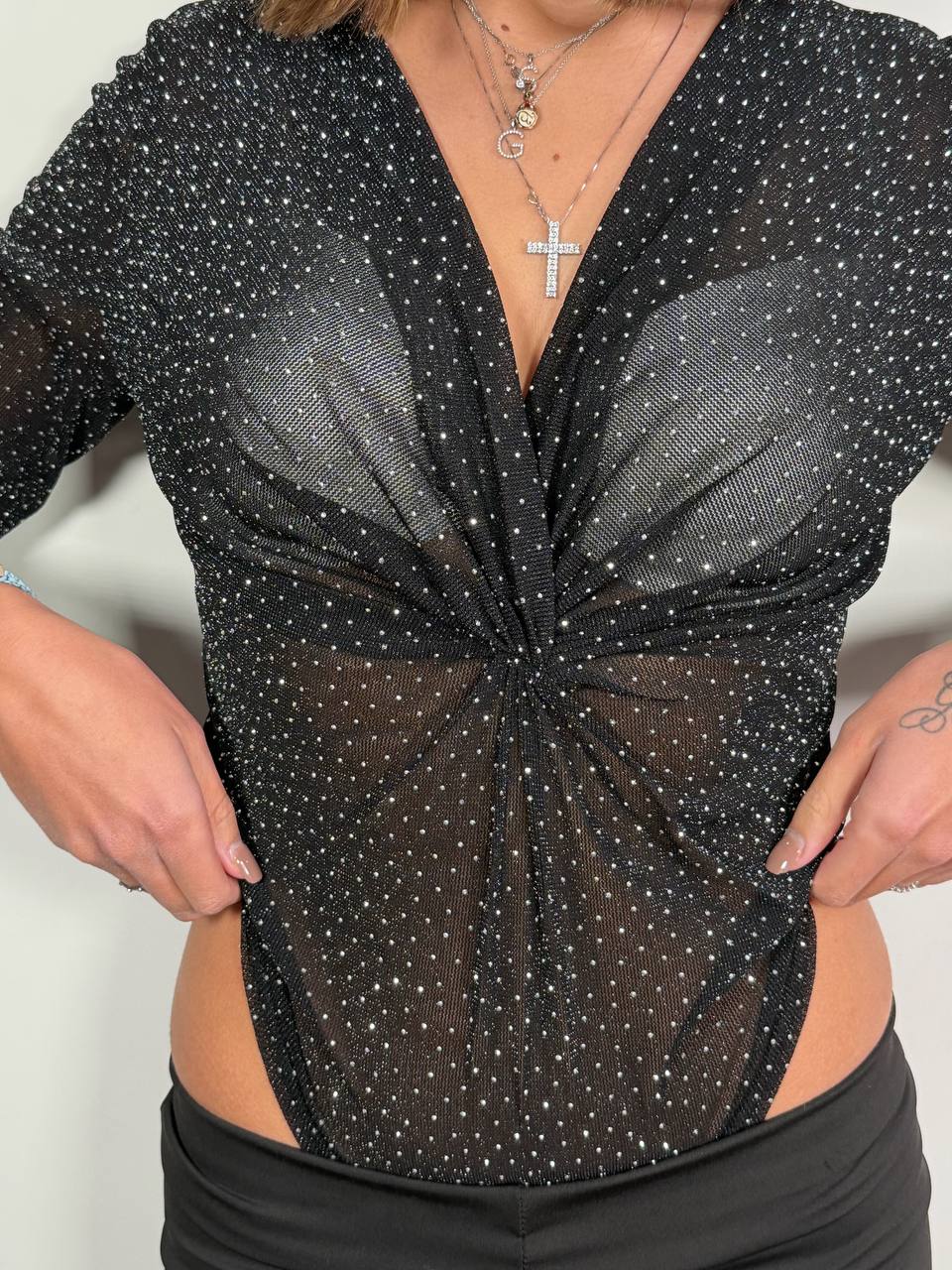 Body Velato Strass - Abbigliamento Jessica