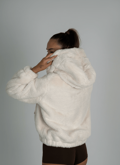 Bomber Eco - Pelliccia Con Cappuccio Bianca - Abbigliamento Jessica