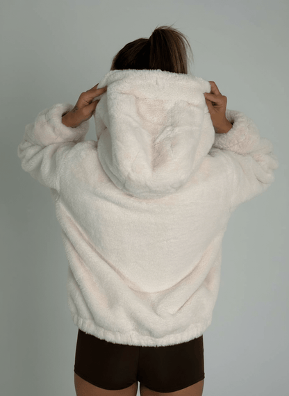 Bomber Eco - Pelliccia Con Cappuccio Bianca - Abbigliamento Jessica