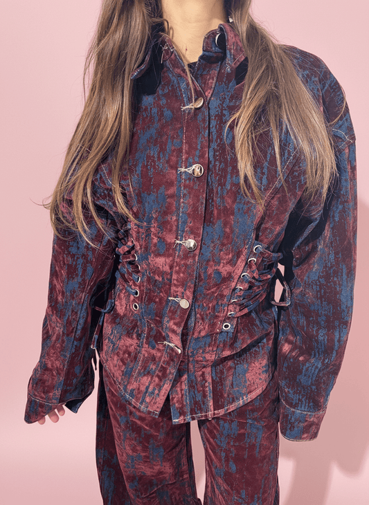 Camicia Corsetto Velvet Effect Bordeux - Abbigliamento Jessica
