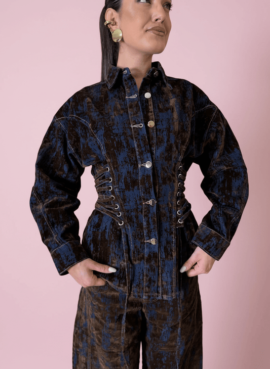 Camicia Corsetto Velvet Effect Marrone - Abbigliamento Jessica